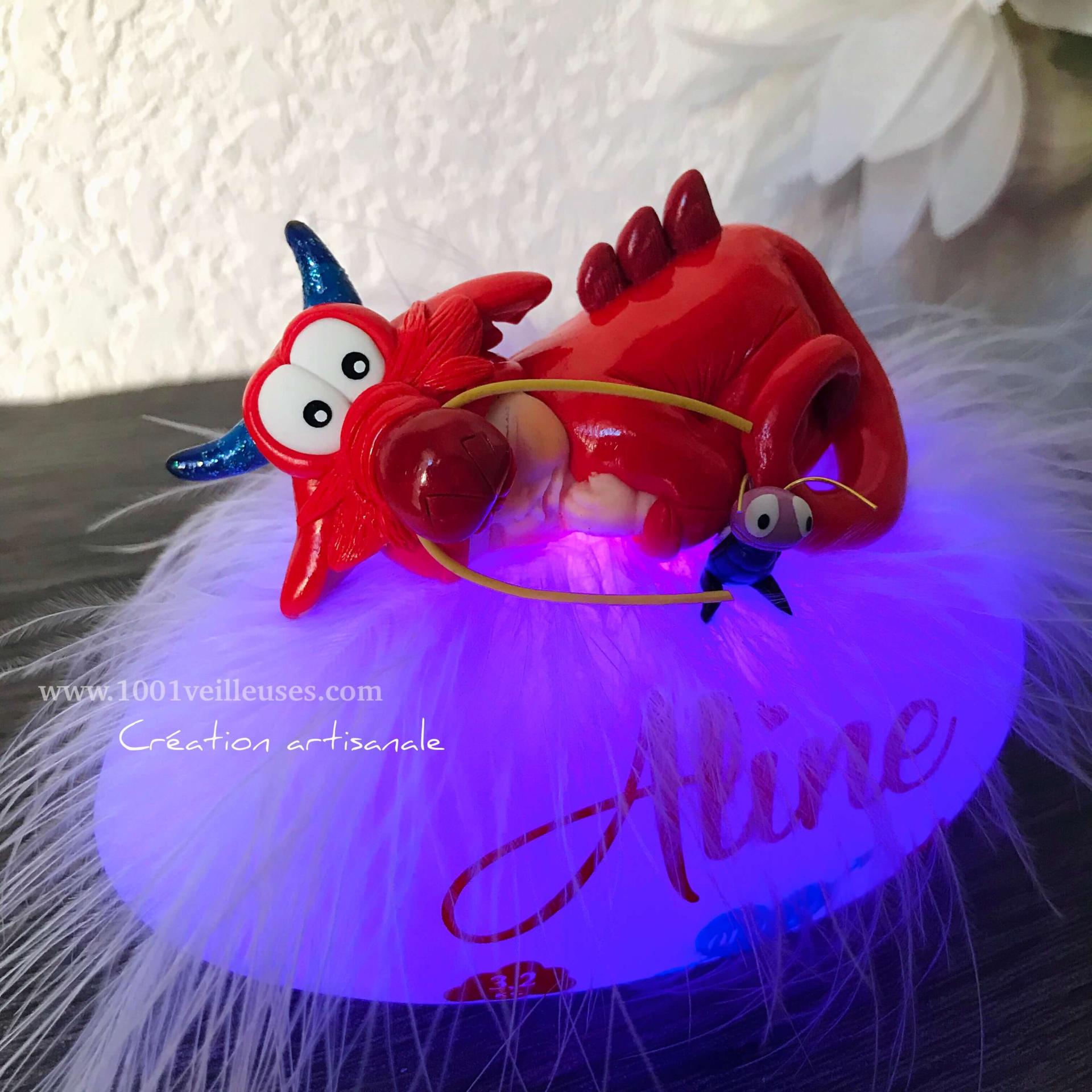 magnifique création artisanale pour bébé - unique et original - veilleuse mulan mushu