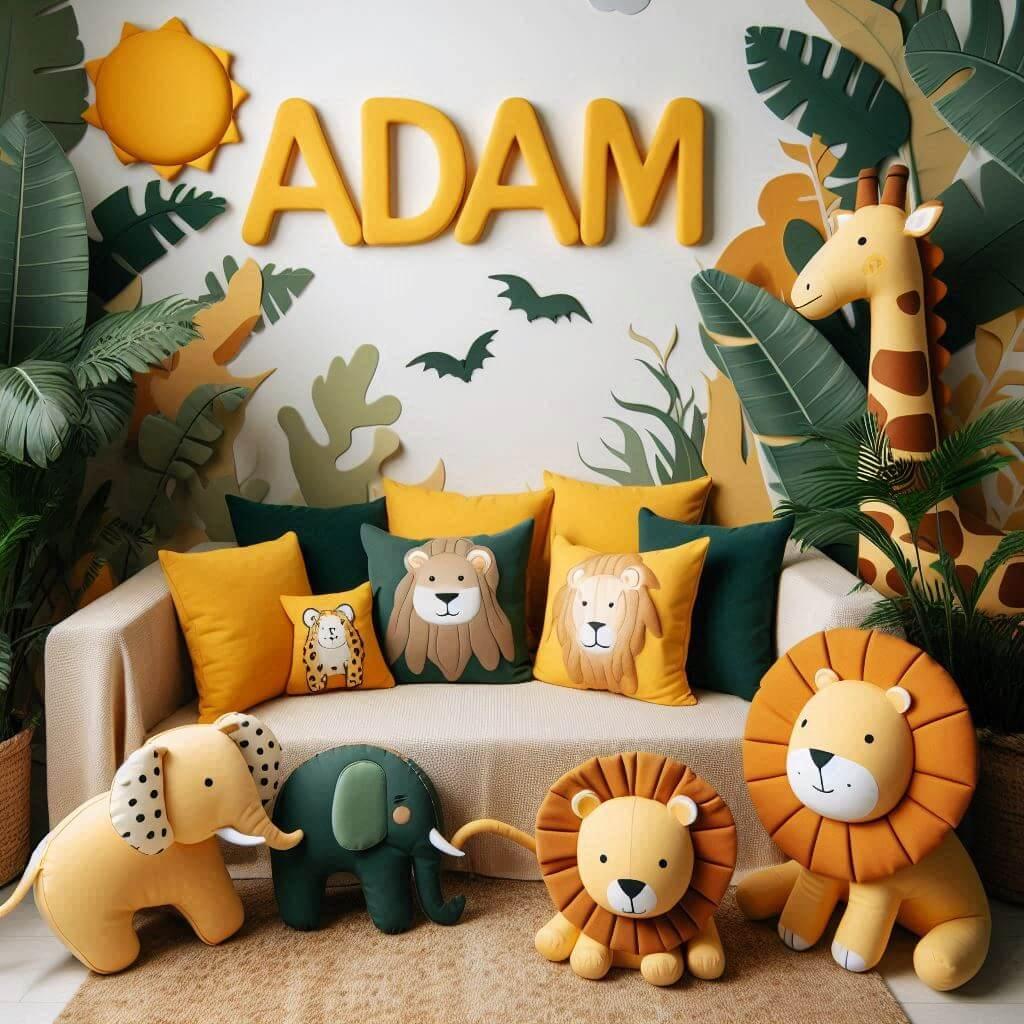 coin lecture pour enfant theme savane, prenom adam