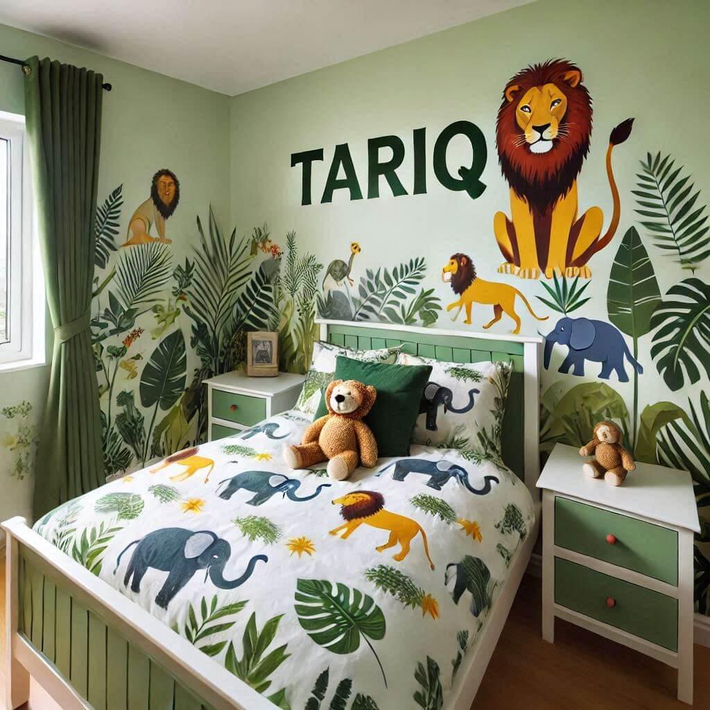 chambre enfant theme jungle, prenom tarik