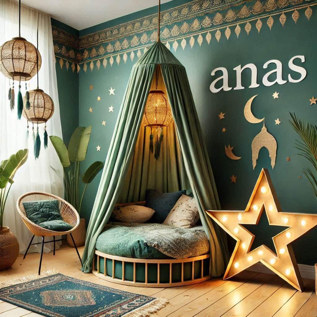 decoration enfant chambre theme oriental, prenom anas