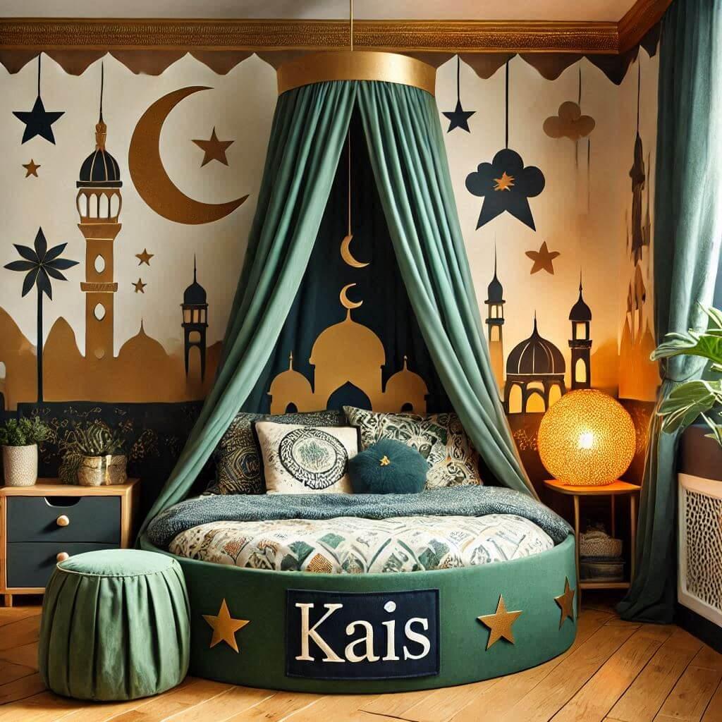 chambre enfant theme oriental, prénom kais