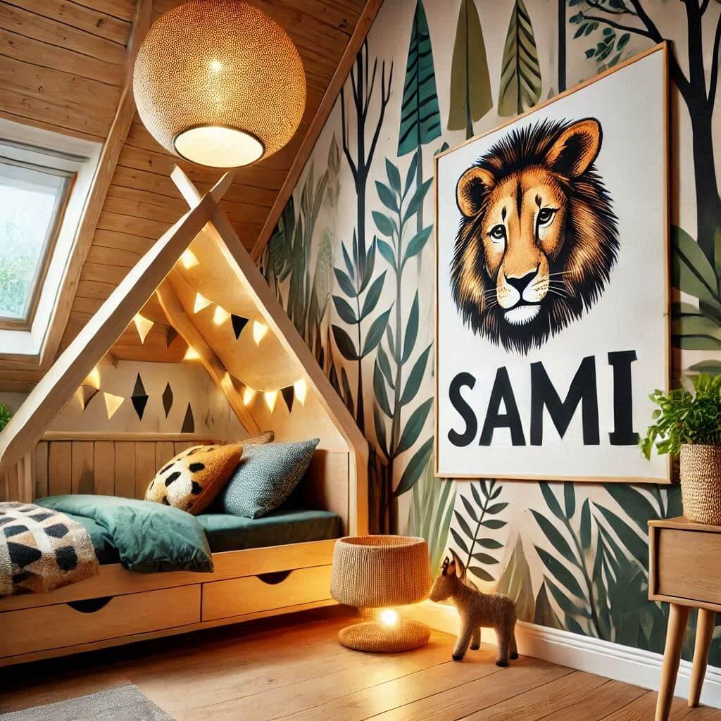 chambre enfant theme safari, prenom sami