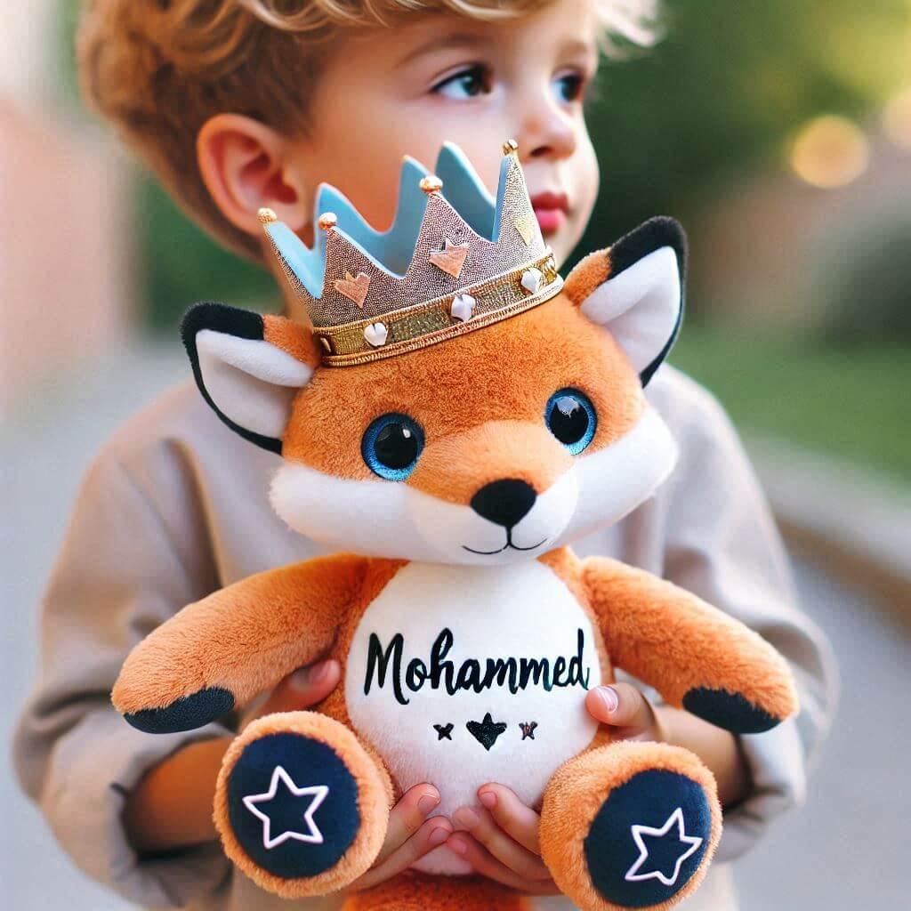 belle peluche renard personnalisé avec le prénom Mohammed