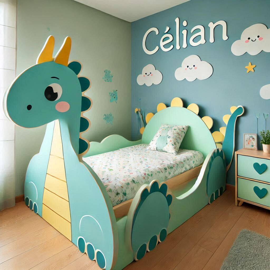 chambre enfant theme dragon, prenom célian