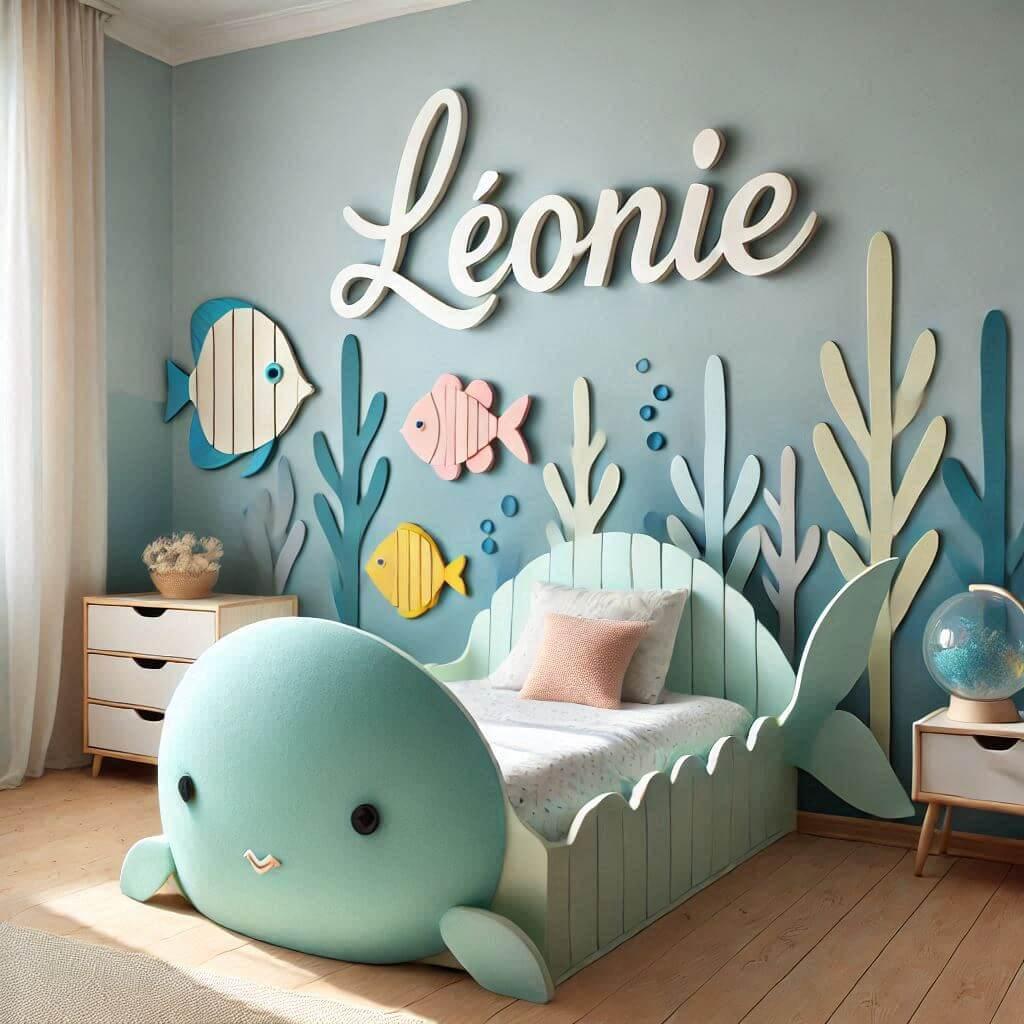 chambre enfant theme de la mer, prenom Léonie