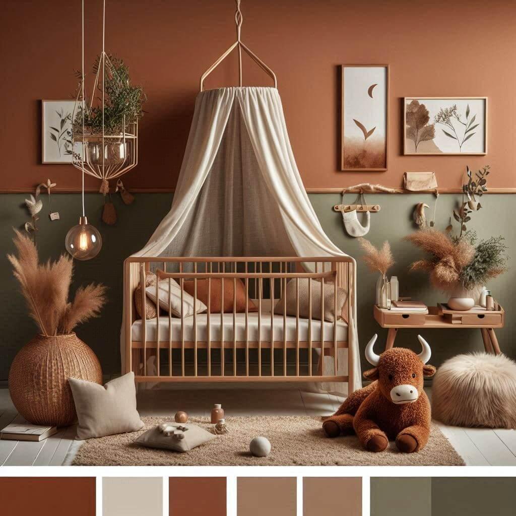 idee de deco avec palette de couleurs pour chambre enfant inspirée du signe astrologie taureau