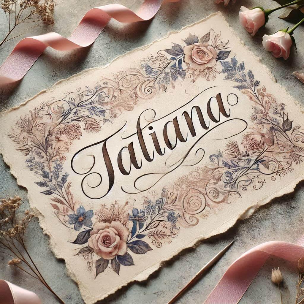 prenom tatiana ecrit sur un papier joliment en calligraphie