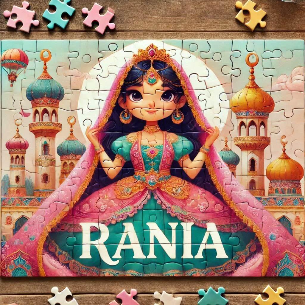 puzzle personnalisé avec le prénom rania