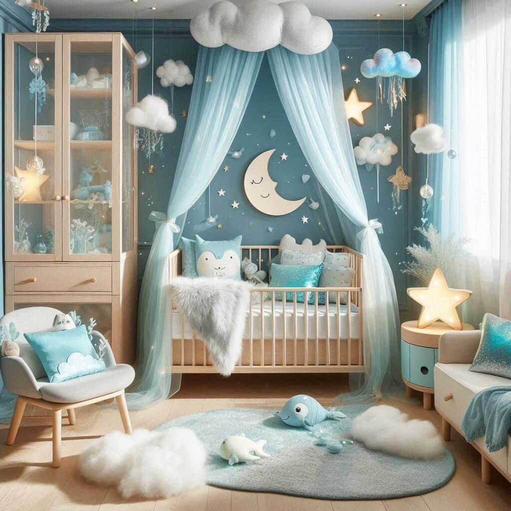 chambre pour bebe , theme de la mer, astrologie poisson