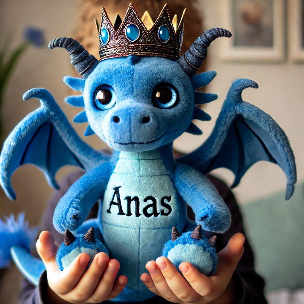 peluche dragon pour enfant avec le prénom Anas