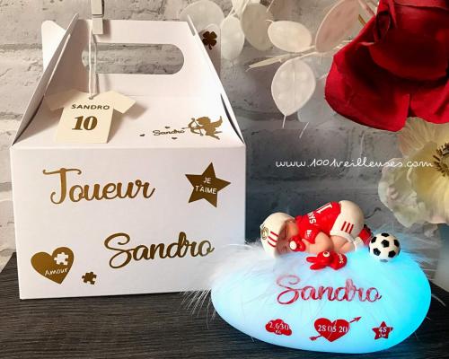 Coffret naissance garçon original, artisanal, fait main, personnalisé, sl benfica, football