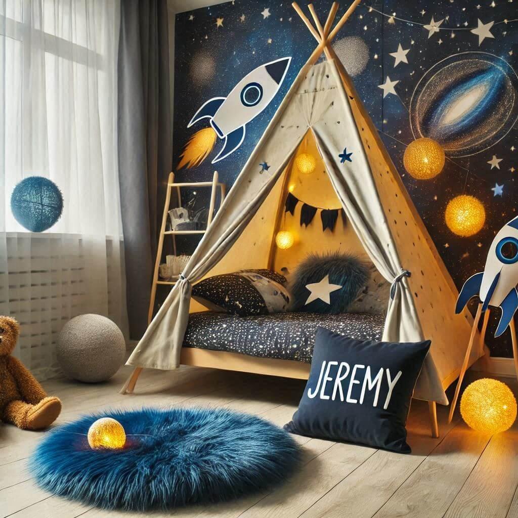 Chambre d enfant theme espace et galaxie astronaute prenom jeremy