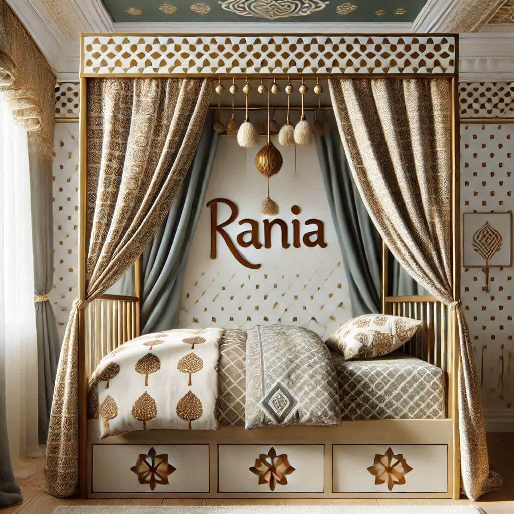 Chambre orientale lit cabane prenom rania couleur beige et marron