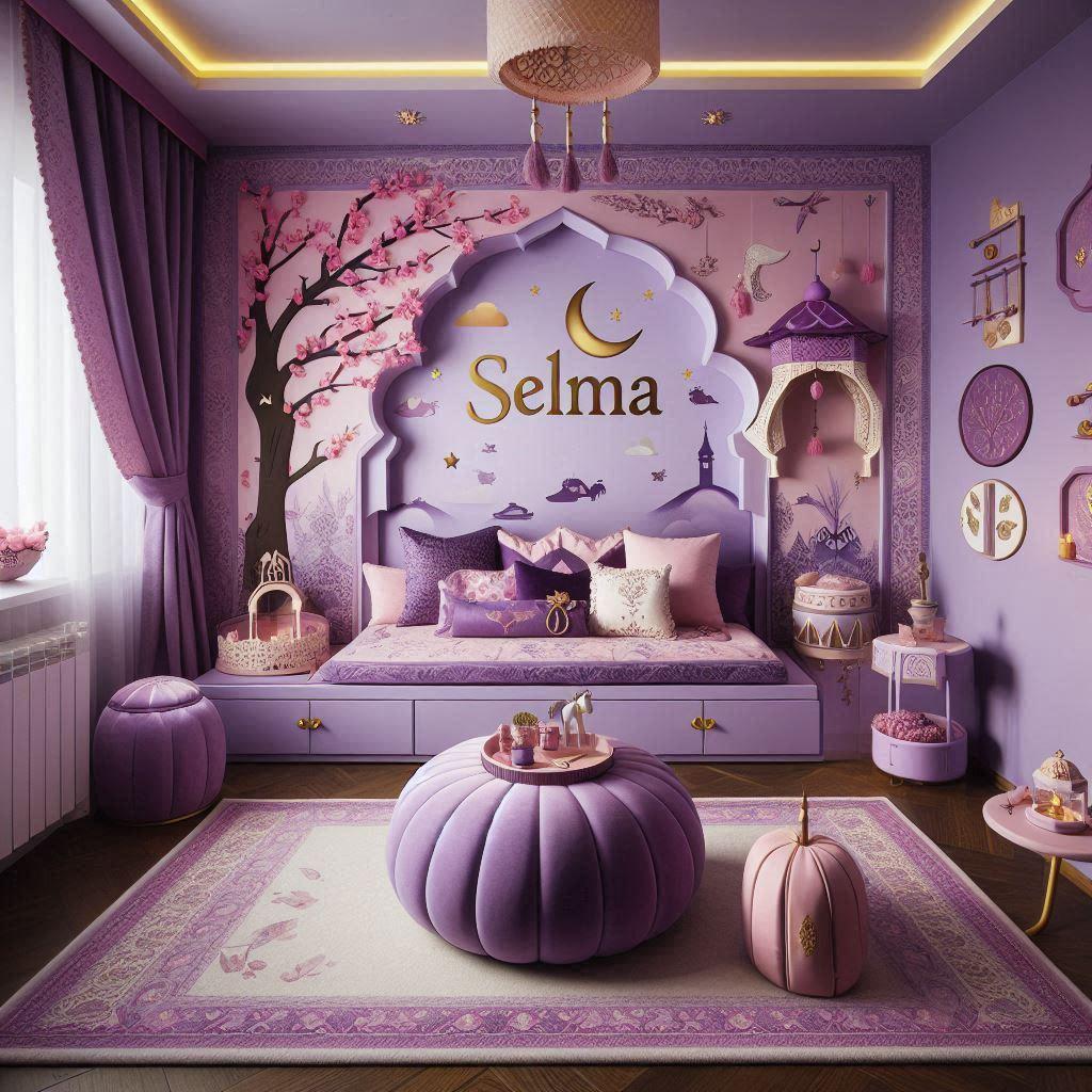 Chambre petite fille theme oriental violet selma