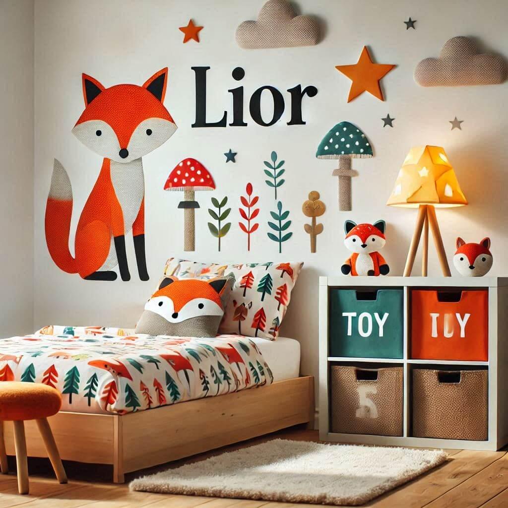 chambre enfant theme renard, prenom lior