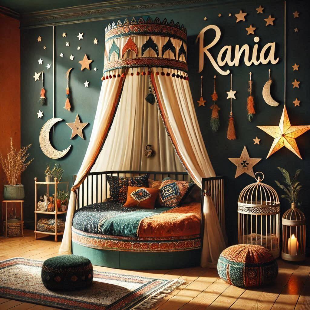 prenom rania dans une belle chambre de petite fille sur le theme princesse orientale