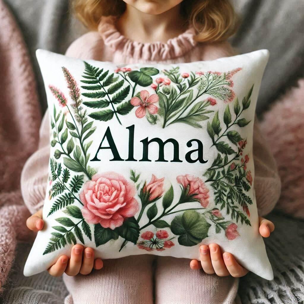 prenom alma, coussin personnalise