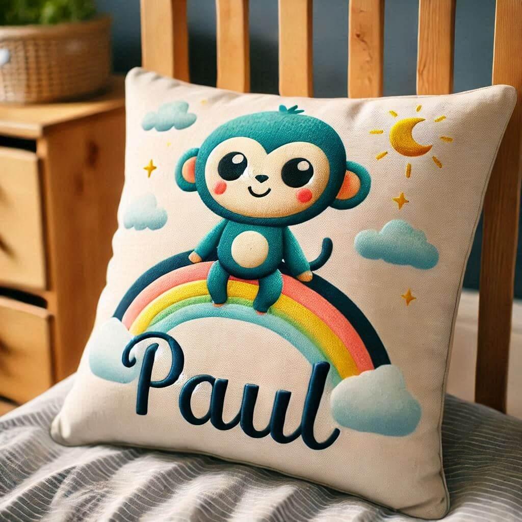 Coussin personnalise avec le prenom de paul