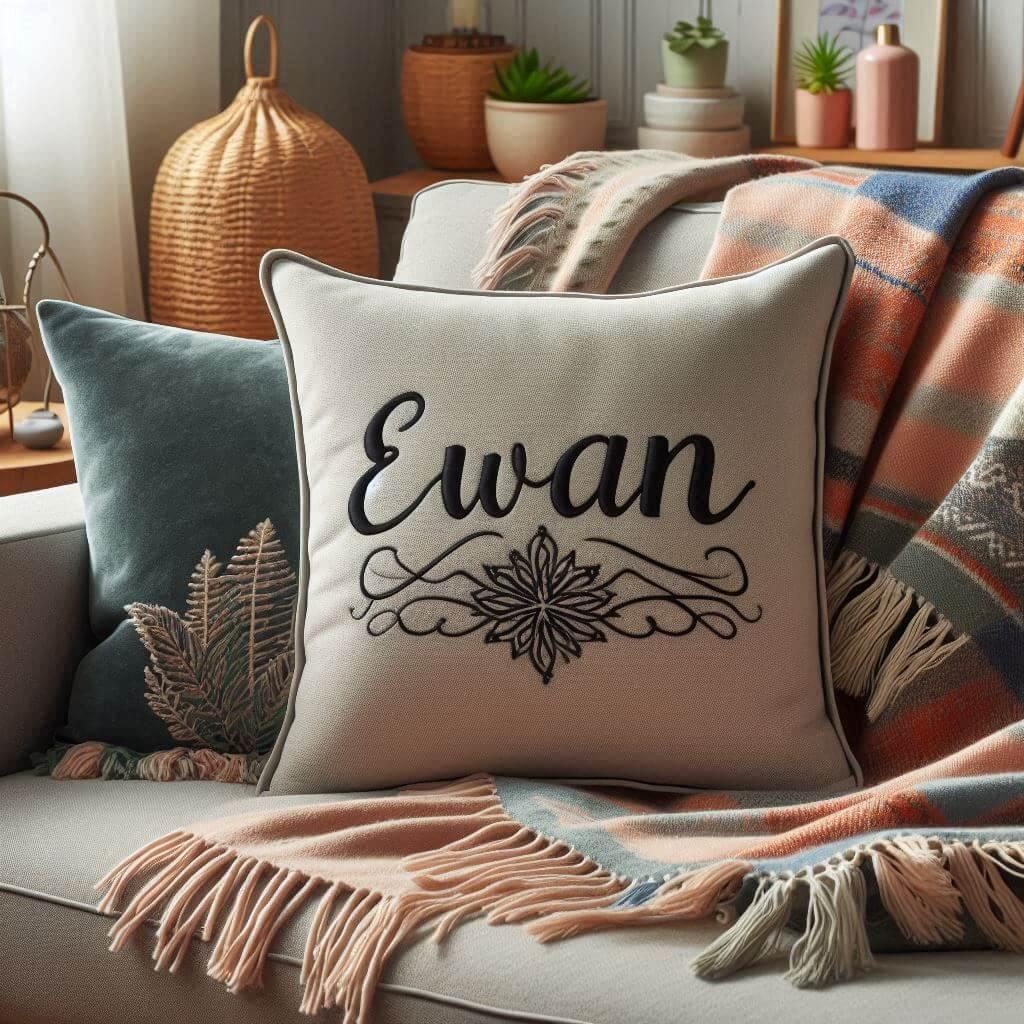 Coussin personnalise avec le prenom ewan