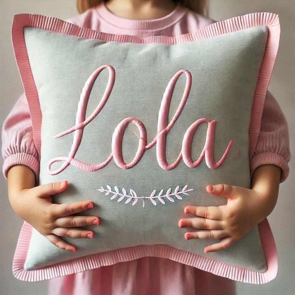 Coussin personnalise avec le prenom lola