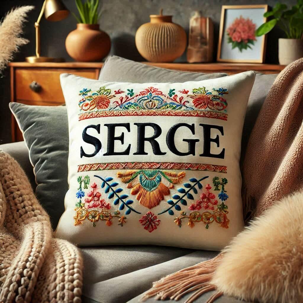 Coussin personnalise avec le prenom serge