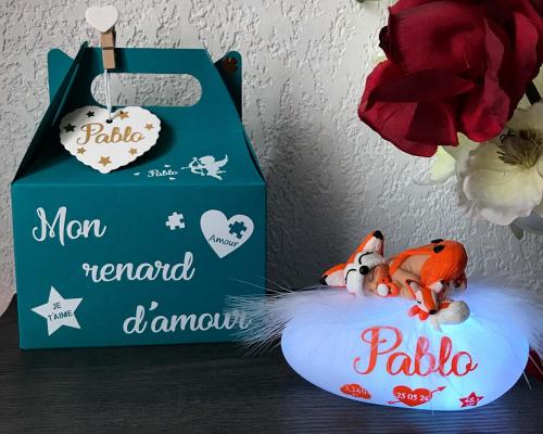 Creation artisanale pour bebe theme renard - cadeau pour bébé insolite