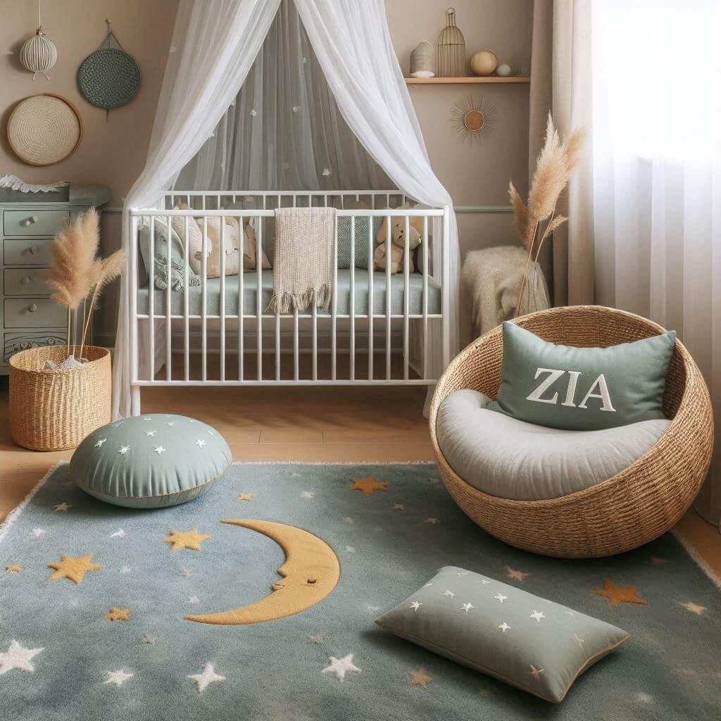 Deco chambre enfant couleurs douces tendance 2025 personnalise avec le prenom zia