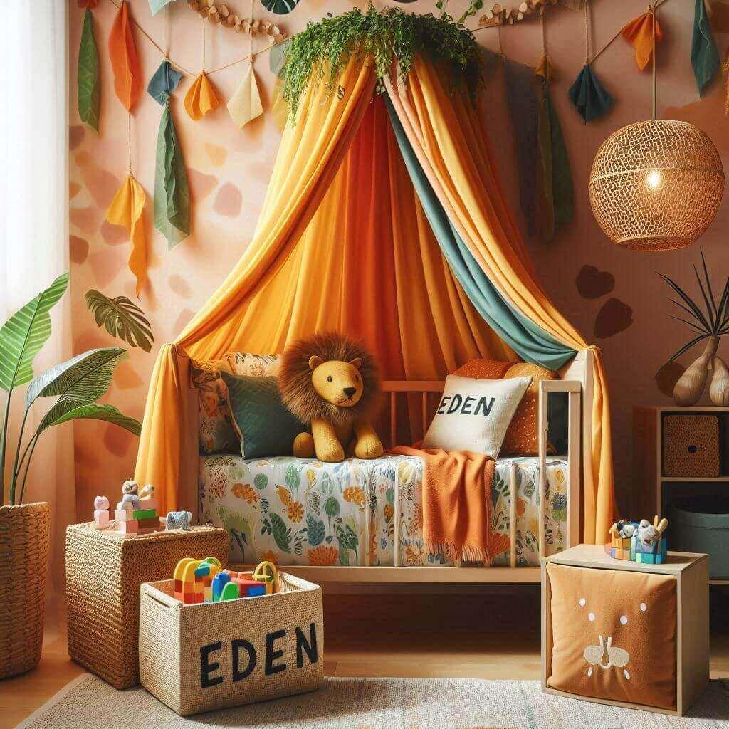 Decoration de chambre denfant sur le theme jungle prenom eden