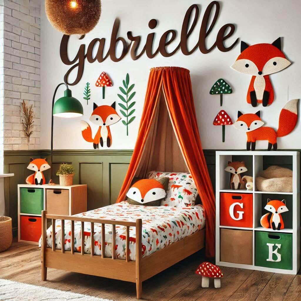 Decoration de chambre d enfant sur le theme renard avec le prenom gabrielle