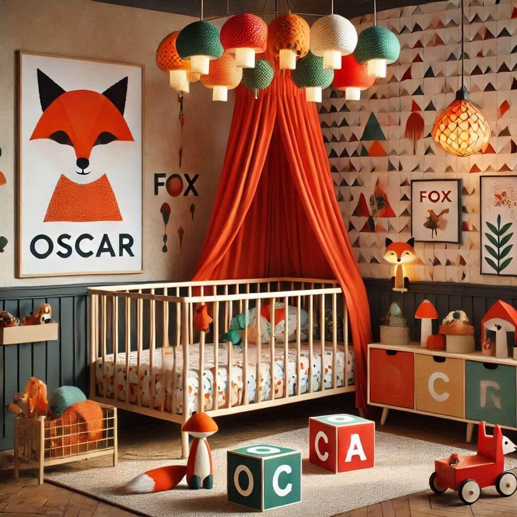 Decoration de chambre denfant sur le theme renard avec le prenom oscar