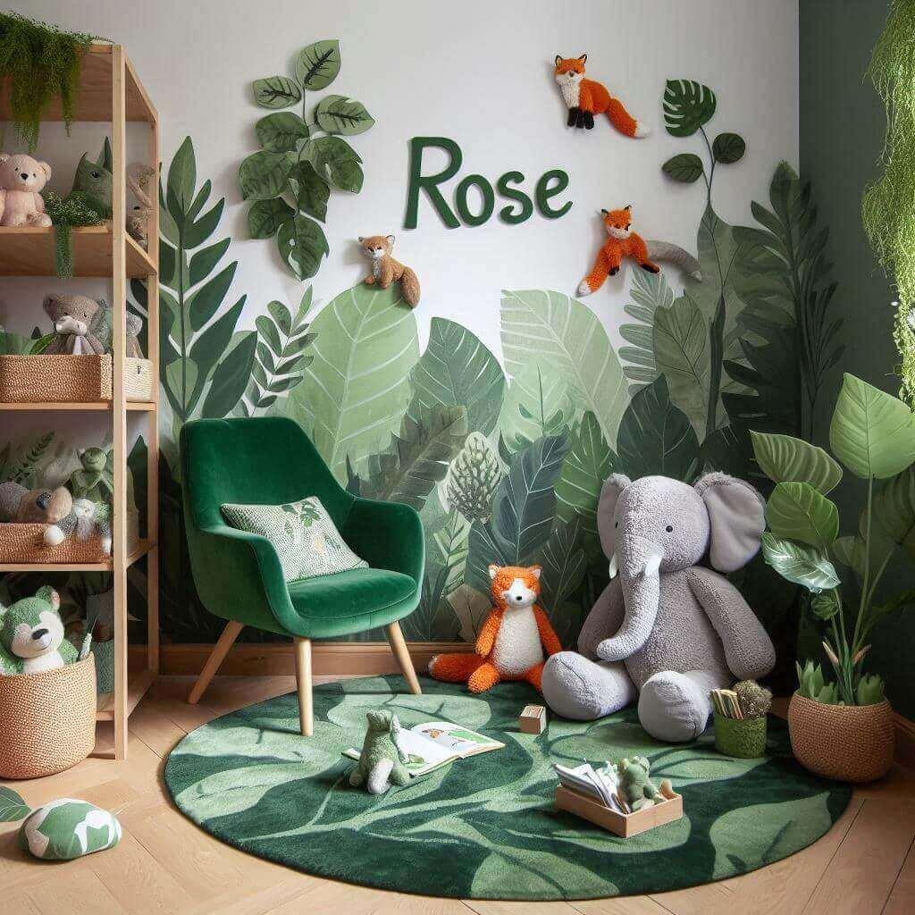 Decoration de chambre pour enfant coin lecture prenom rose