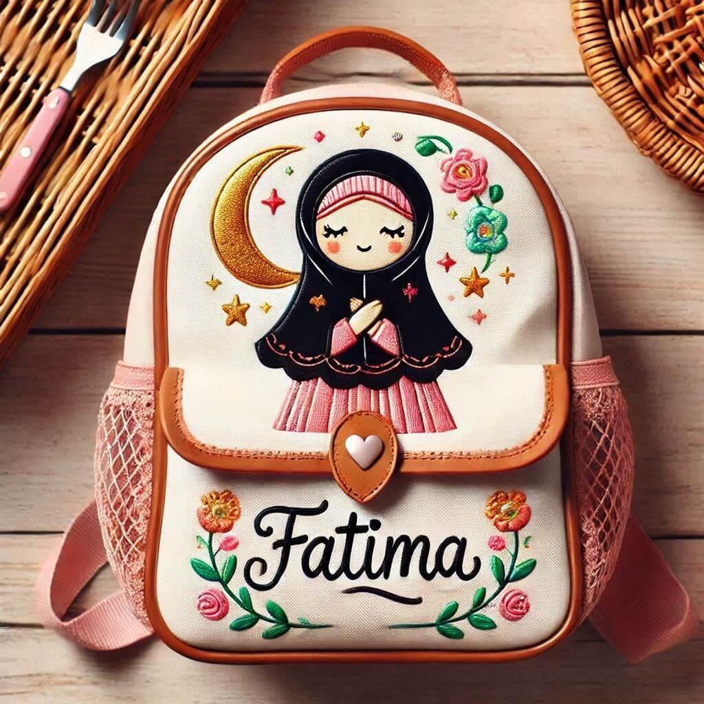 cartable pour fille personnalisé avec le prénom fatima