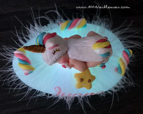 Lampe led licorne bebe fimo