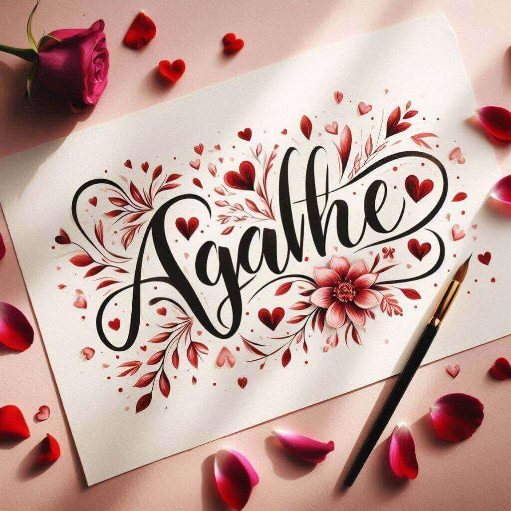 Le prenom agathe ecrit en calligraphie signification