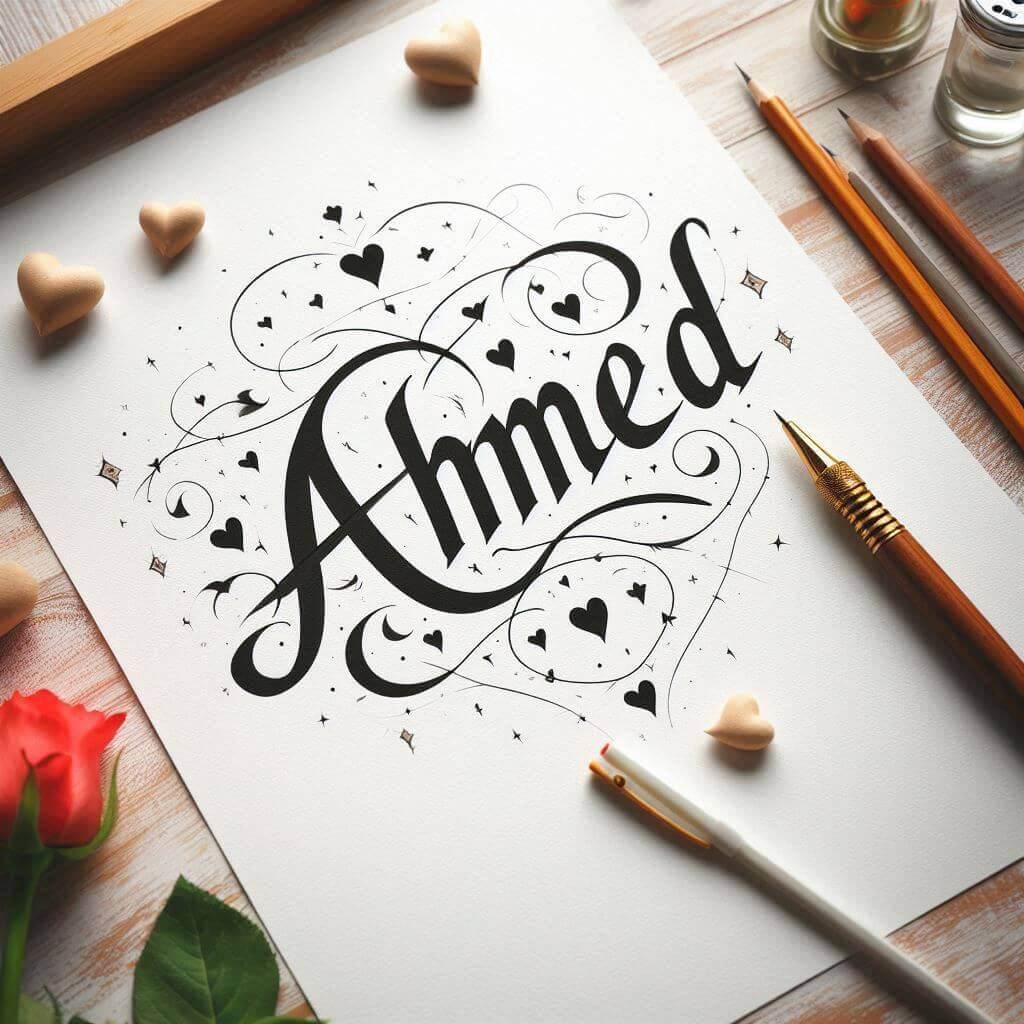 Le prenom ahmed ecrit en calligraphie