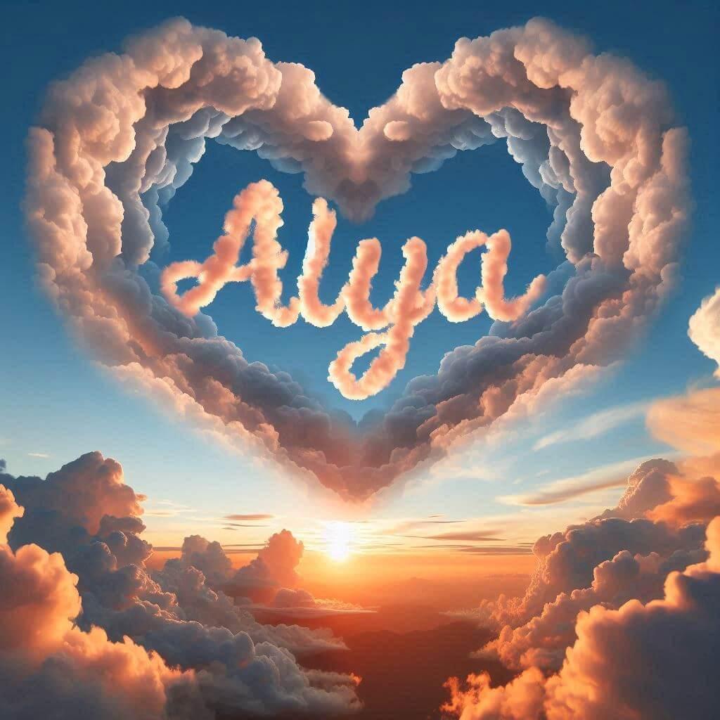 Le prenom alya ecrit avec les nuages dans le ciel