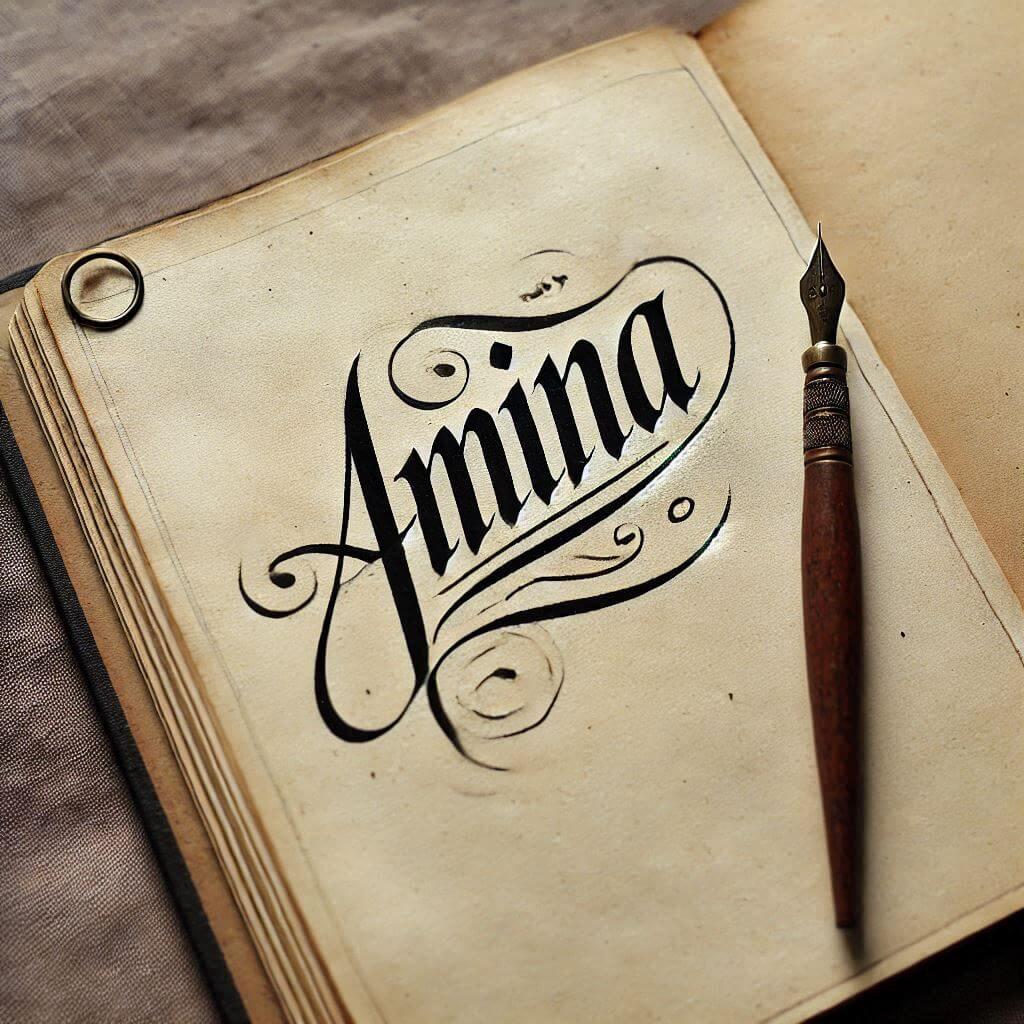 amina prenom ecrit joliment en calligraphie