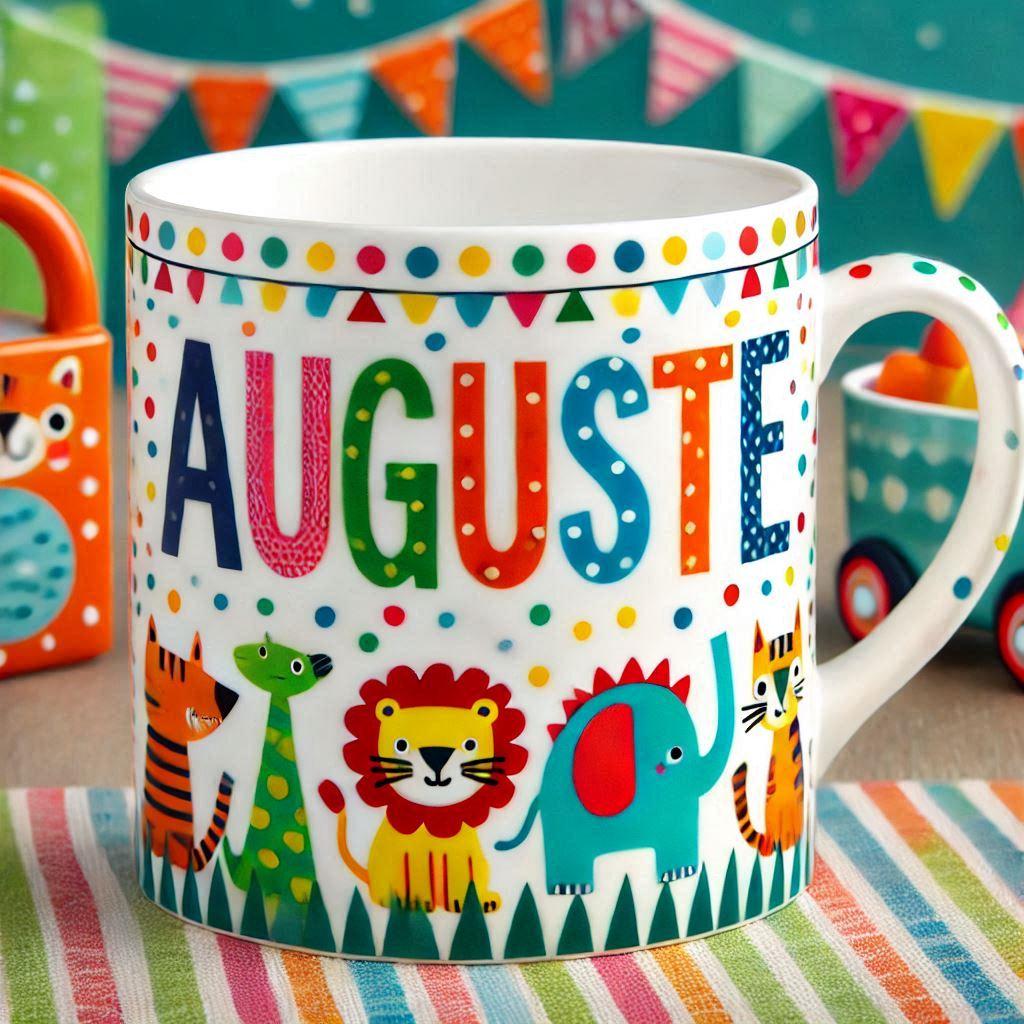 Le prenom auguste sur un mug d enfant