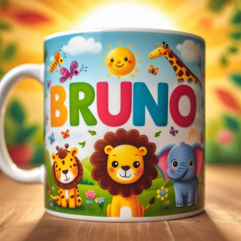 Le prenom bruno sur un mug pour enfant 1