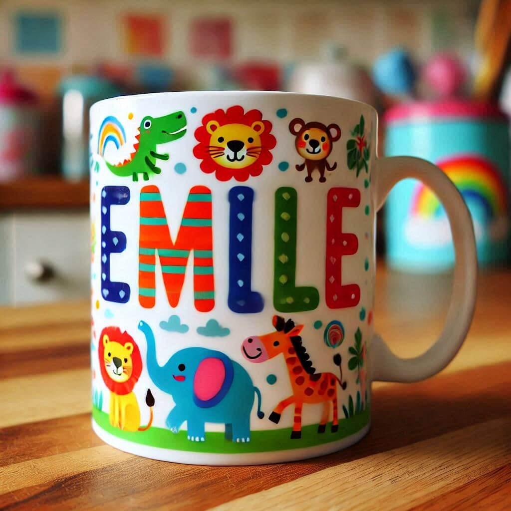 Le prenom emile sur un mug d enfant