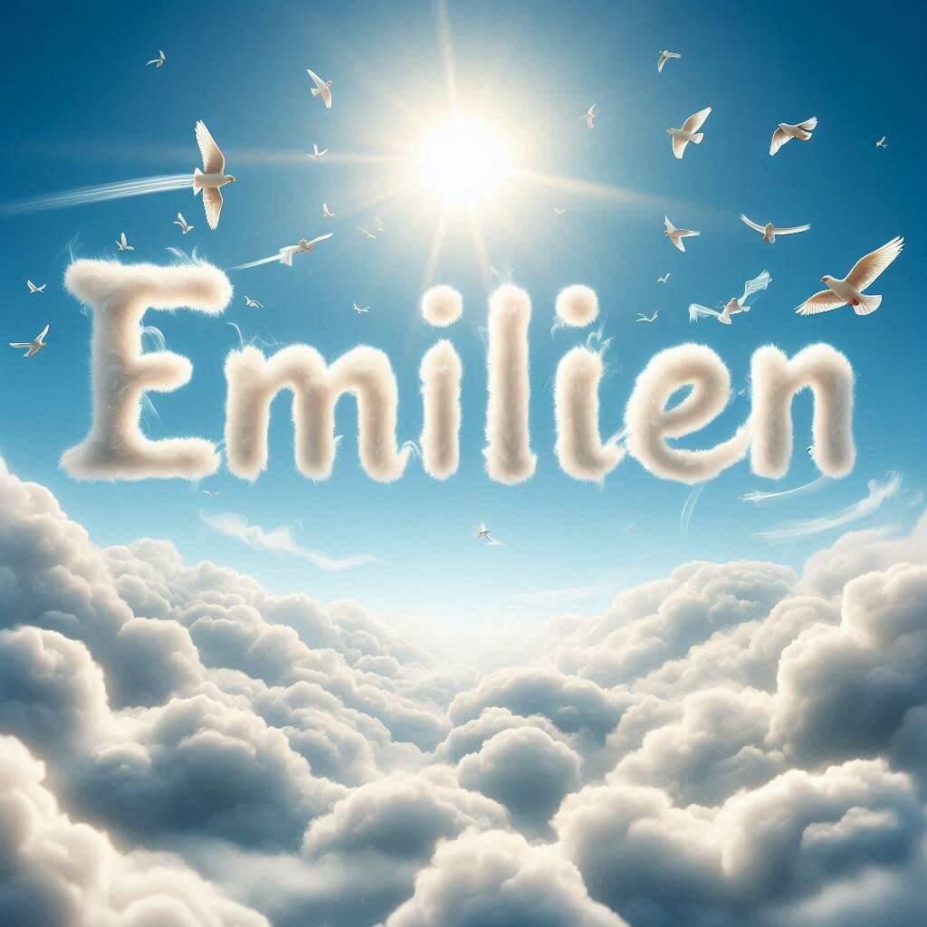 Le prenom emilien ecrit dans le ciel avec les nuages