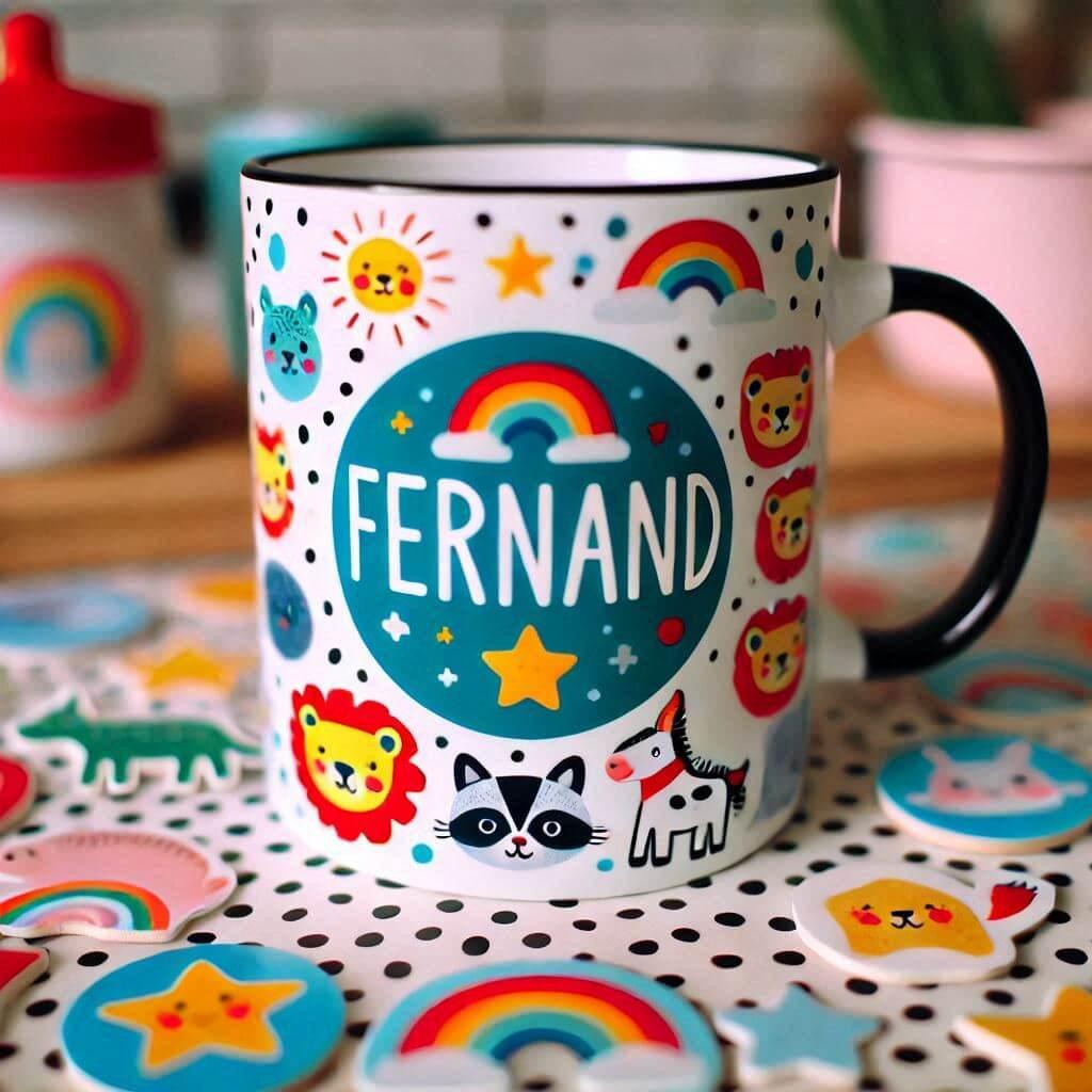 Le prenom fernand sur un mug d enfant