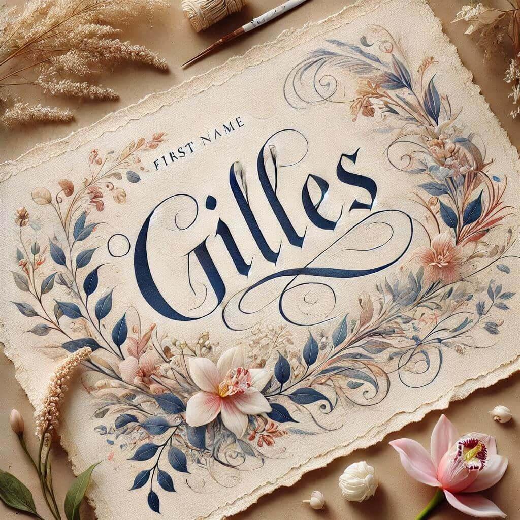 Le prenom gilles ecrit en calligraphie sur un papier 1