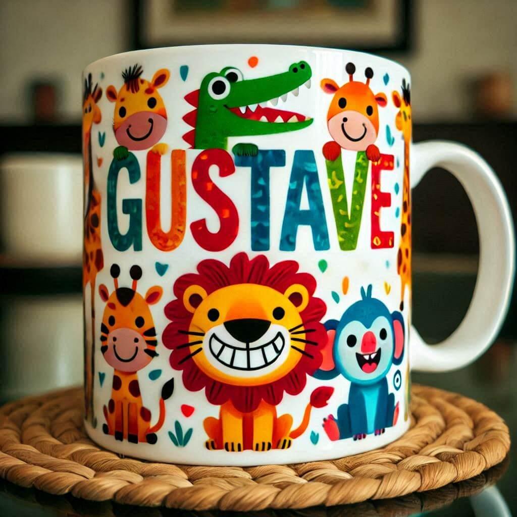 Le prenom gustave sur un mug pour enfant