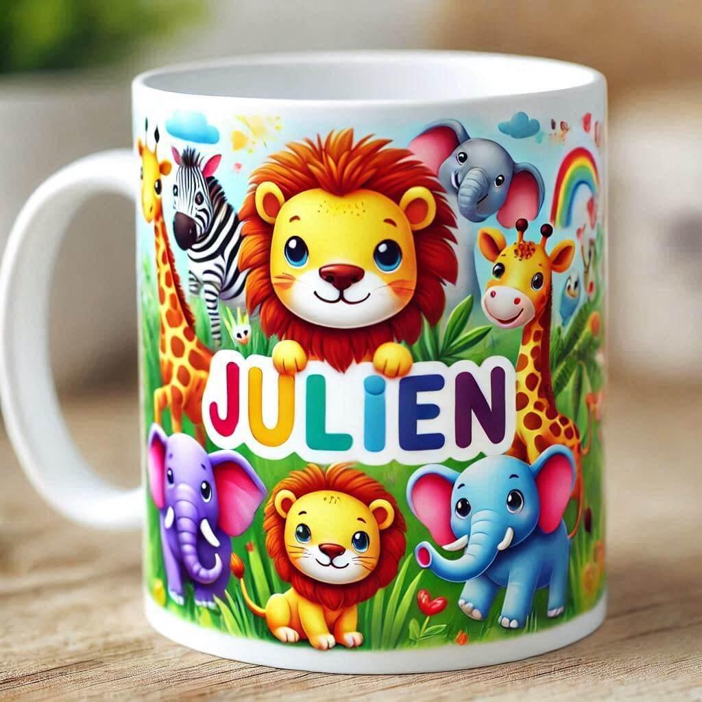 Le prenom julien sur un mug pour enfant 1