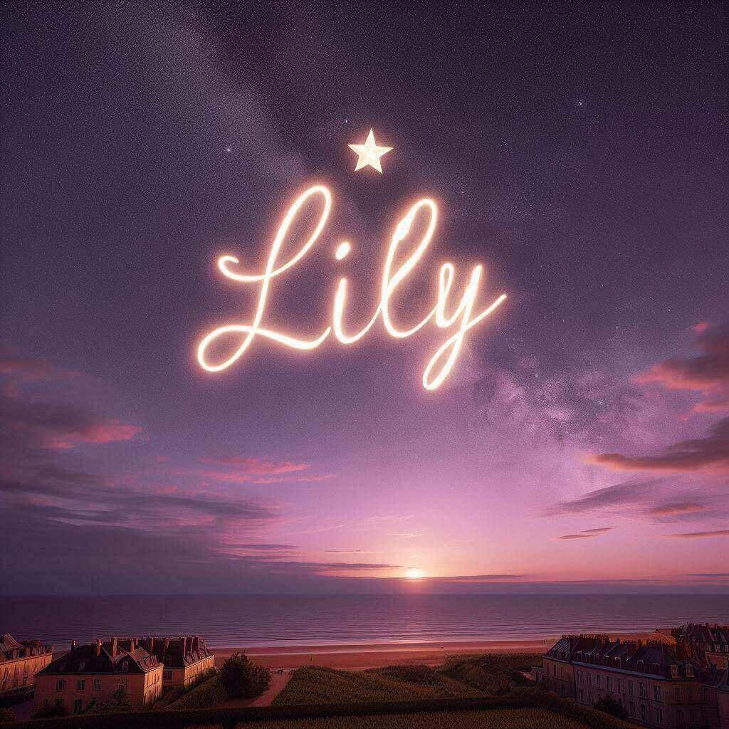 Le prenom lily ecrit dans le ciel magnifique photo