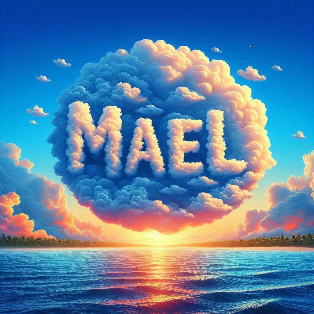 Le prenom mael ecrit dans le ciel au dessus de la mer 1