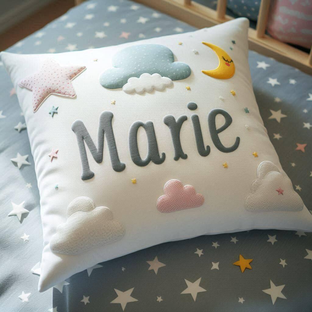 Le prenom marie sur un coussin d enfant