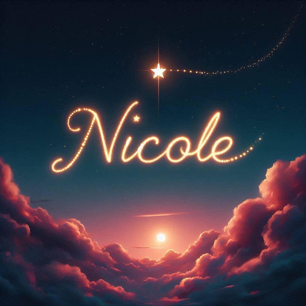 Le prenom nicole ecrit dans le ciel avec une petite etoile allumee 1