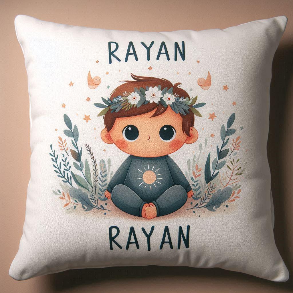 Le prenom rayan sur un coussin personnalise 1